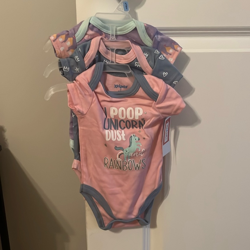 3 pack baby girls onesies size 0-3 months new